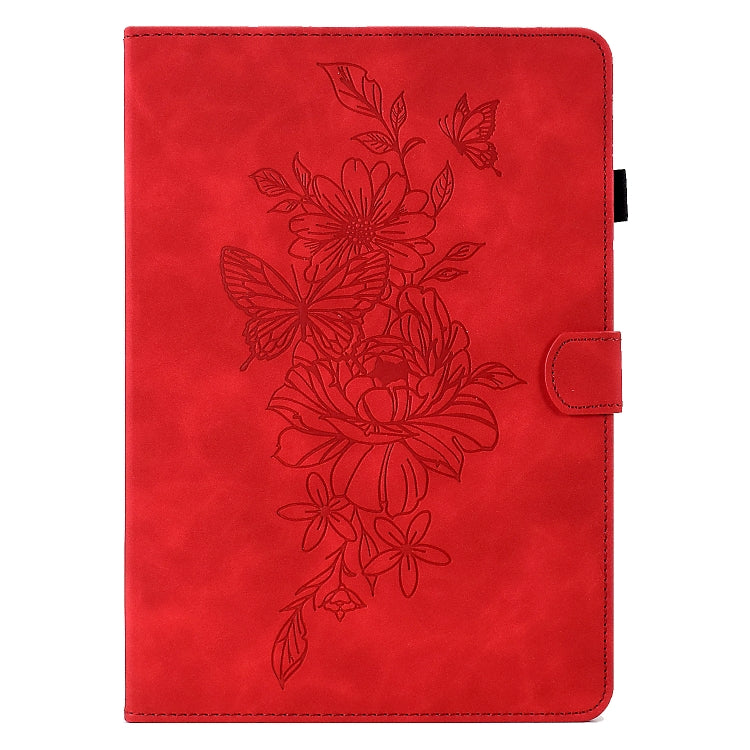 For 8 inch Tablets Peony Butterfly Embossed Leather Tablet Case(Red) - 8 inch by buy2fix | Online Shopping UK | buy2fix