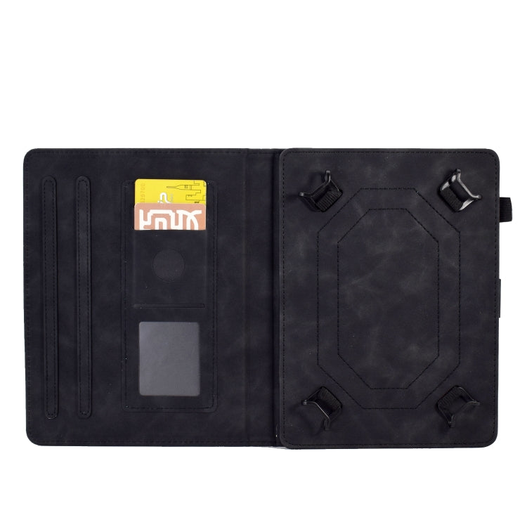 For 8 inch Tablets Peony Butterfly Embossed Leather Tablet Case(Black) - 8 inch by buy2fix | Online Shopping UK | buy2fix