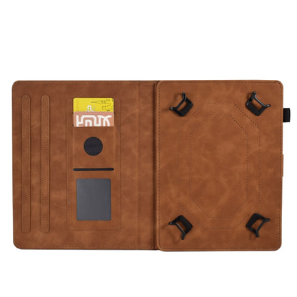For 10 inch Tablets Peony Butterfly Embossed Leather Tablet Case(Brown) - 10 - 11 inch by buy2fix | Online Shopping UK | buy2fix