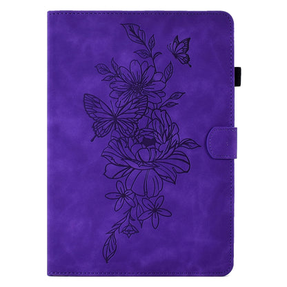 For 10 inch Tablets Peony Butterfly Embossed Leather Tablet Case(Purple) - 10 - 11 inch by buy2fix | Online Shopping UK | buy2fix