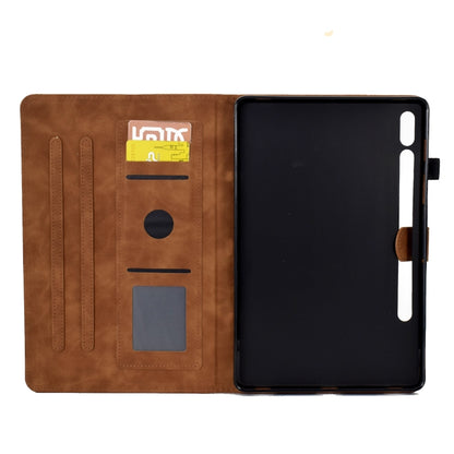 For Samsung Galaxy Tab S7 / S8 Peony Butterfly Embossed Leather Smart Tablet Case(Brown) by buy2fix