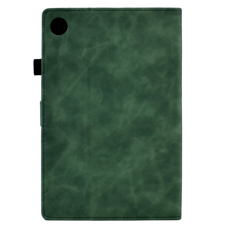 For Samsung Galaxy Tab A8 10.5 2021 X205 Peony Butterfly Embossed Leather Smart Tablet Case(Green) by buy2fix