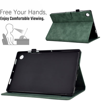 For Samsung Galaxy Tab A8 10.5 2021 X205 Peony Butterfly Embossed Leather Smart Tablet Case(Green) by buy2fix