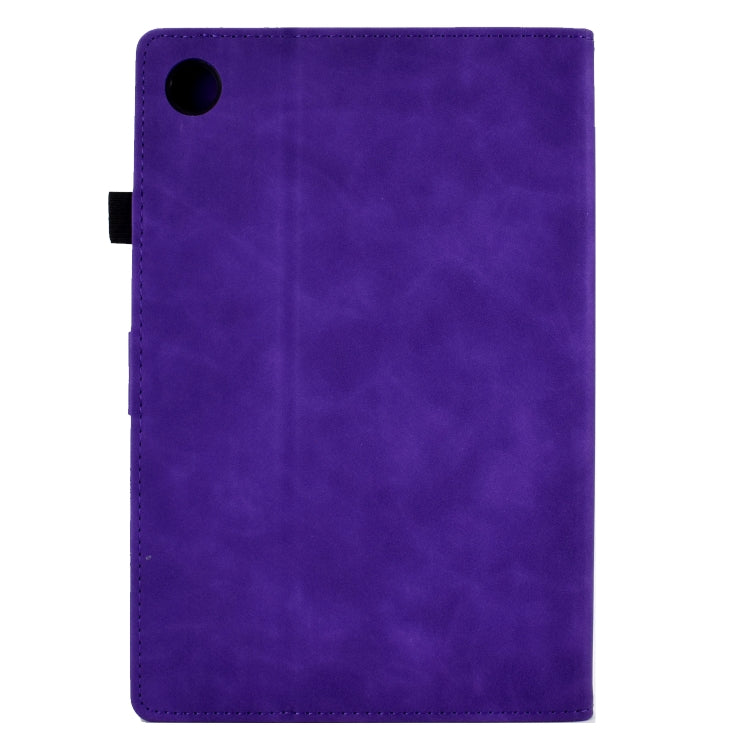 For Samsung Galaxy Tab A8 10.5 2021 X205 Peony Butterfly Embossed Leather Smart Tablet Case(Purple) by buy2fix