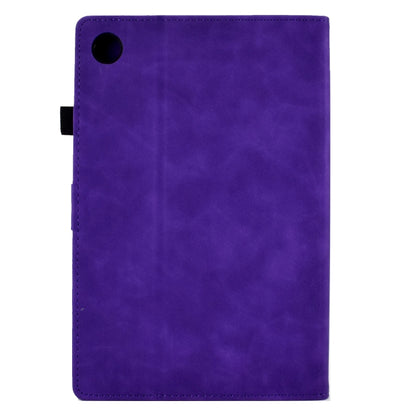 For Samsung Galaxy Tab A8 10.5 2021 X205 Peony Butterfly Embossed Leather Smart Tablet Case(Purple) by buy2fix