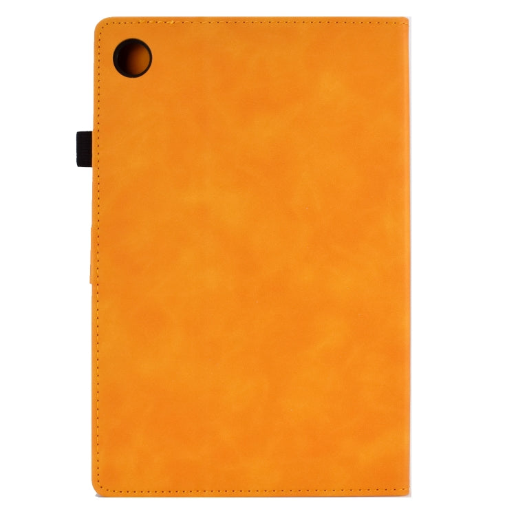 For Samsung Galaxy Tab A8 10.5 2021 X205 Peony Butterfly Embossed Leather Smart Tablet Case(Khaki) by buy2fix