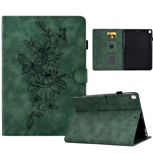 For Samsung Galaxy Tab S6 Lite P610 Peony Butterfly Embossed Leather Smart Tablet Case(Green) by buy2fix
