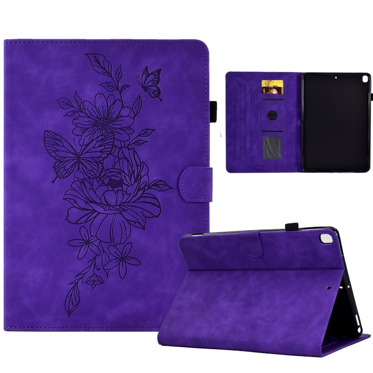 For Samsung Galaxy Tab A7 10.4 2020 T500 Peony Butterfly Embossed Leather Smart Tablet Case(Purple) by buy2fix