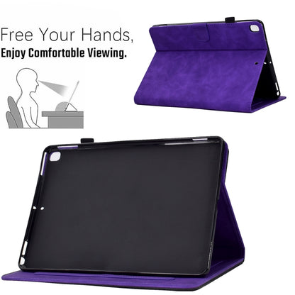 For Samsung Galaxy Tab A7 10.4 2020 T500 Peony Butterfly Embossed Leather Smart Tablet Case(Purple) by buy2fix