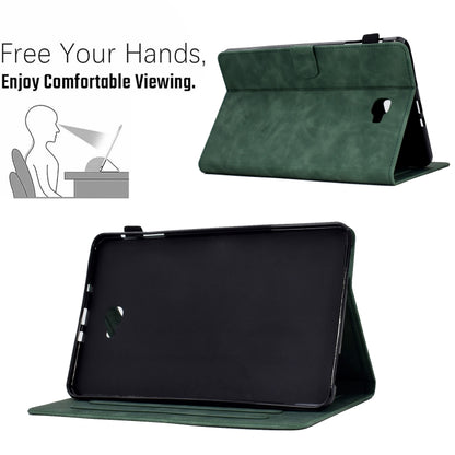 For Samsung Galaxy Tab A 10.1 2016 T580 Peony Butterfly Embossed Leather Smart Tablet Case(Green) by buy2fix