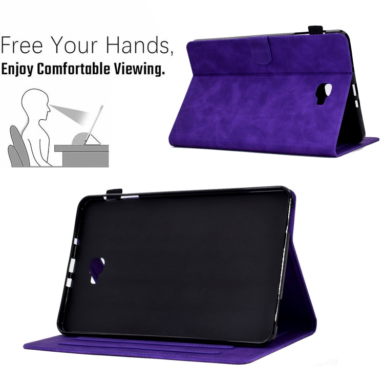 For Samsung Galaxy Tab A 10.1 2016 T580 Peony Butterfly Embossed Leather Smart Tablet Case(Purple) by buy2fix