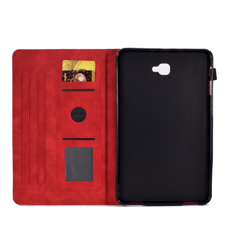 For Samsung Galaxy Tab A 10.1 2016 T580 Peony Butterfly Embossed Leather Smart Tablet Case(Red) by buy2fix