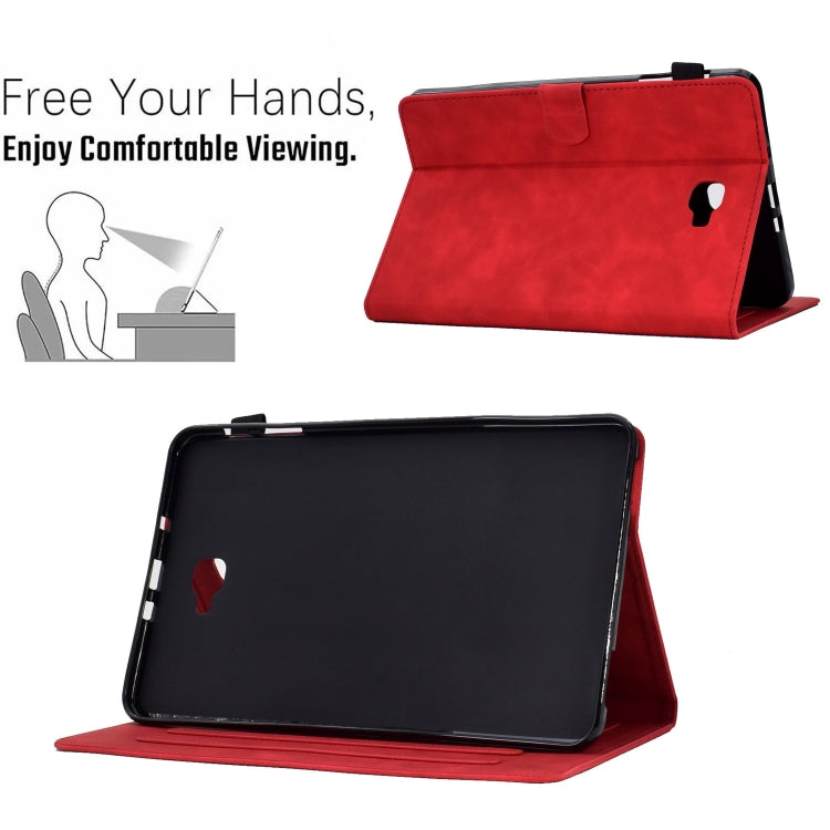 For Samsung Galaxy Tab A 10.1 2016 T580 Peony Butterfly Embossed Leather Smart Tablet Case(Red) by buy2fix