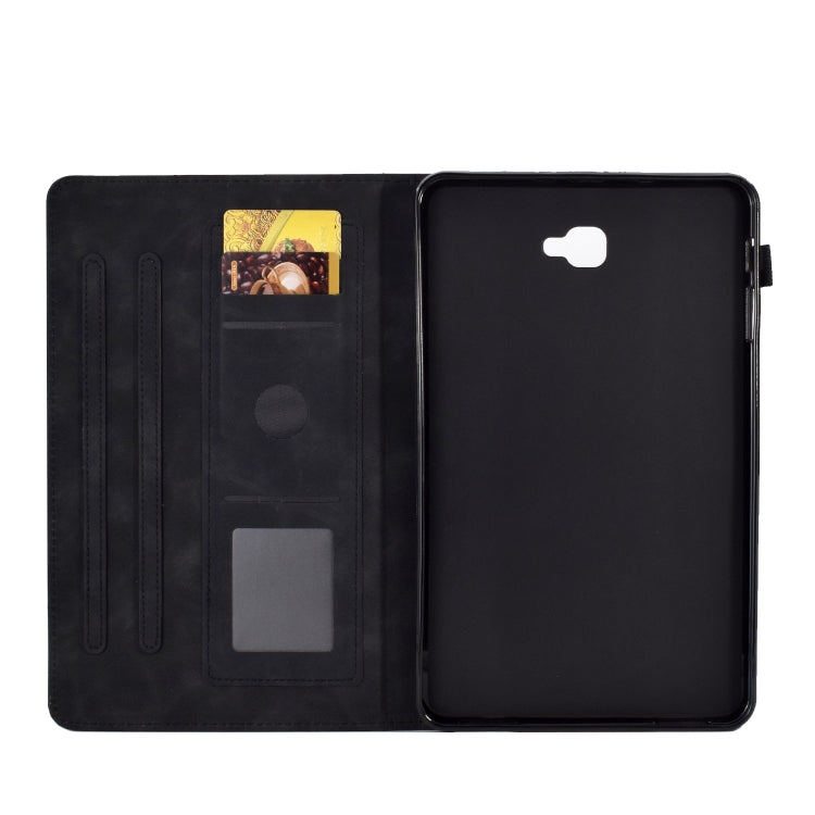 For Samsung Galaxy Tab A 10.1 2016 T580 Peony Butterfly Embossed Leather Smart Tablet Case(Black) by buy2fix