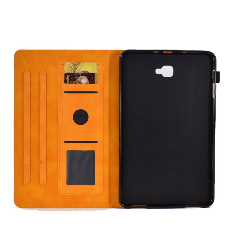 For Samsung Galaxy Tab A 10.1 2016 T580 Peony Butterfly Embossed Leather Smart Tablet Case(Khaki) by buy2fix