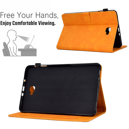 For Samsung Galaxy Tab A 10.1 2016 T580 Peony Butterfly Embossed Leather Smart Tablet Case(Khaki) by buy2fix