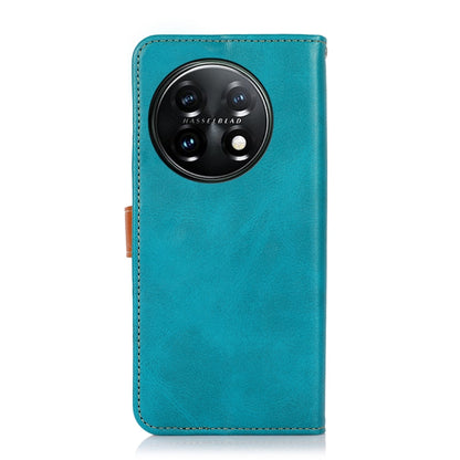 For OnePlus 11 5G KHAZNEH Dual-color Cowhide Texture Flip Leather Phone Case(Blue) - OnePlus Cases by buy2fix | Online Shopping UK | buy2fix