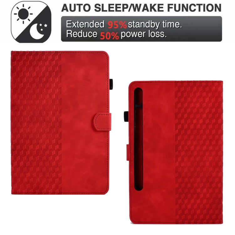 For Samsung Galaxy Tab S7 T870 / S8 X700 Rhombus Embossed Leather Smart Tablet Case(Red) by buy2fix