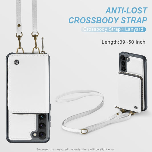 For Samsung Galaxy S23 5G JEEHOOD C22 Series Zipper Wallet Leather Phone Case with Dual Lanyard(White) - Galaxy S23 5G Cases by JEEHOOD | Online Shopping UK | buy2fix