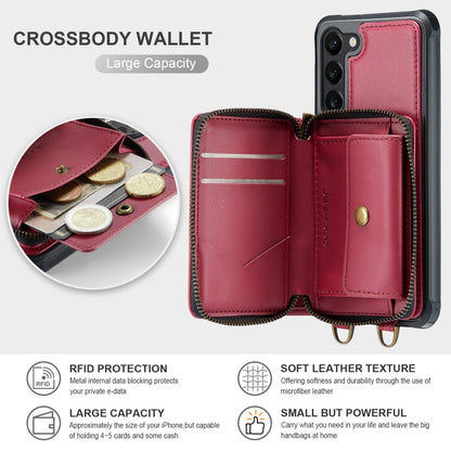 For Samsung Galaxy S23 5G JEEHOOD C22 Series Zipper Wallet Leather Phone Case with Dual Lanyard(Red) - Galaxy S23 5G Cases by JEEHOOD | Online Shopping UK | buy2fix