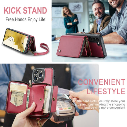 For Samsung Galaxy S23 5G JEEHOOD C22 Series Zipper Wallet Leather Phone Case with Dual Lanyard(Red) - Galaxy S23 5G Cases by JEEHOOD | Online Shopping UK | buy2fix