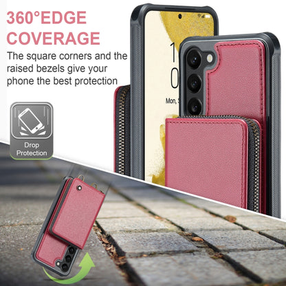For Samsung Galaxy S23+ 5G JEEHOOD C22 Series Zipper Wallet Leather Phone Case with Dual Lanyard(Red) - Galaxy S23+ 5G Cases by JEEHOOD | Online Shopping UK | buy2fix