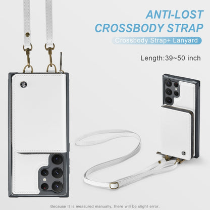 For Samsung Galaxy S23 Ultra 5G JEEHOOD C22 Series Zipper Wallet Leather Phone Case with Dual Lanyard(White) - Galaxy S23 Ultra 5G Cases by JEEHOOD | Online Shopping UK | buy2fix