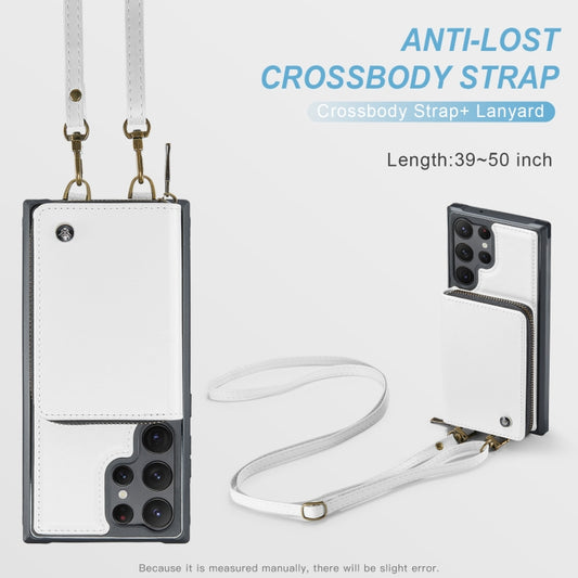 For Samsung Galaxy S23 Ultra 5G JEEHOOD C22 Series Zipper Wallet Leather Phone Case with Dual Lanyard(White) - Galaxy S23 Ultra 5G Cases by JEEHOOD | Online Shopping UK | buy2fix