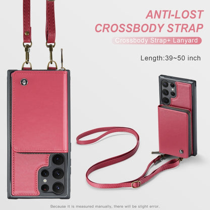 For Samsung Galaxy S23 Ultra 5G JEEHOOD C22 Series Zipper Wallet Leather Phone Case with Dual Lanyard(Red) - Galaxy S23 Ultra 5G Cases by JEEHOOD | Online Shopping UK | buy2fix