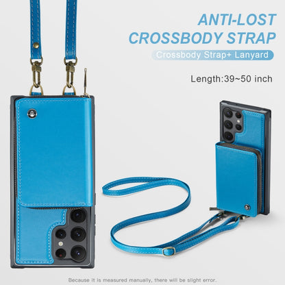 For Samsung Galaxy S23 Ultra 5G JEEHOOD C22 Series Zipper Wallet Leather Phone Case with Dual Lanyard(Blue) - Galaxy S23 Ultra 5G Cases by JEEHOOD | Online Shopping UK | buy2fix
