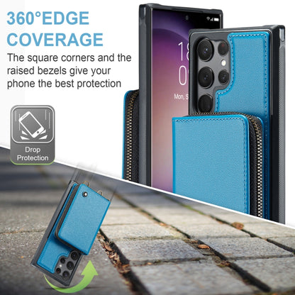 For Samsung Galaxy S23 Ultra 5G JEEHOOD C22 Series Zipper Wallet Leather Phone Case with Dual Lanyard(Blue) - Galaxy S23 Ultra 5G Cases by JEEHOOD | Online Shopping UK | buy2fix