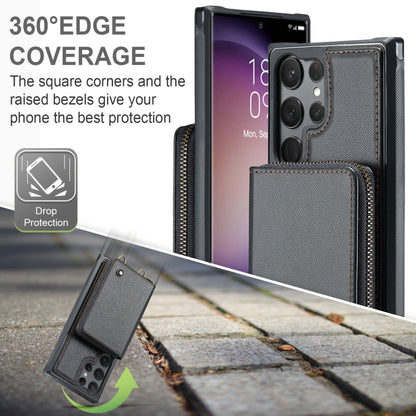For Samsung Galaxy S23 Ultra 5G JEEHOOD C22 Series Zipper Wallet Leather Phone Case with Dual Lanyard(Black) - Galaxy S23 Ultra 5G Cases by JEEHOOD | Online Shopping UK | buy2fix