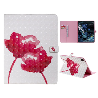 For iPad Pro 12.9 (2020) 3D Colored Drawing Horizontal Flip Leather Tablet Case with Holder & Card Slot & Wallet(Red Rose) - iPad Pro 12.9 (2020) Cases by buy2fix | Online Shopping UK | buy2fix
