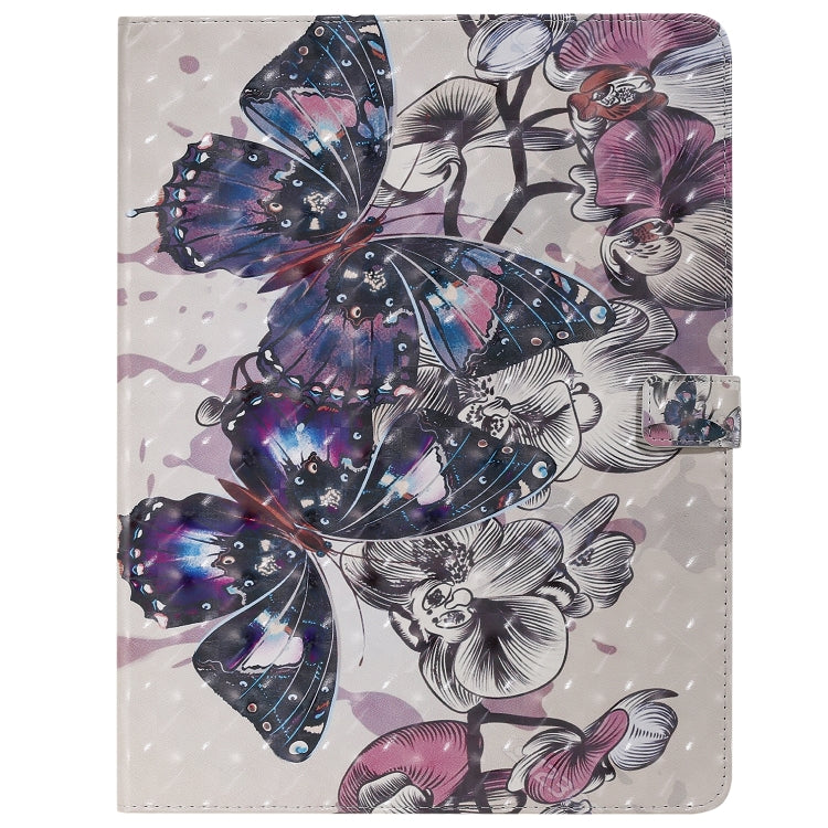 For iPad Pro 12.9 (2020) 3D Colored Drawing Horizontal Flip Leather Tablet Case with Holder & Card Slot & Wallet(Black Butterfly) - iPad Pro 12.9 (2020) Cases by buy2fix | Online Shopping UK | buy2fix