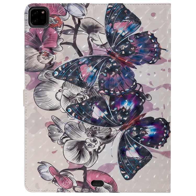 For iPad Pro 12.9 (2020) 3D Colored Drawing Horizontal Flip Leather Tablet Case with Holder & Card Slot & Wallet(Black Butterfly) - iPad Pro 12.9 (2020) Cases by buy2fix | Online Shopping UK | buy2fix