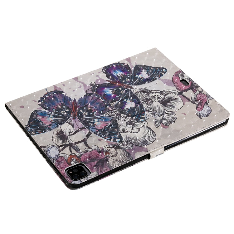 For iPad Pro 12.9 (2020) 3D Colored Drawing Horizontal Flip Leather Tablet Case with Holder & Card Slot & Wallet(Black Butterfly) - iPad Pro 12.9 (2020) Cases by buy2fix | Online Shopping UK | buy2fix