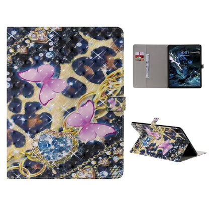 For iPad Pro 12.9 (2020) 3D Colored Drawing Horizontal Flip Leather Tablet Case with Holder & Card Slot & Wallet(Pink Butterfly) - iPad Pro 12.9 (2020) Cases by buy2fix | Online Shopping UK | buy2fix