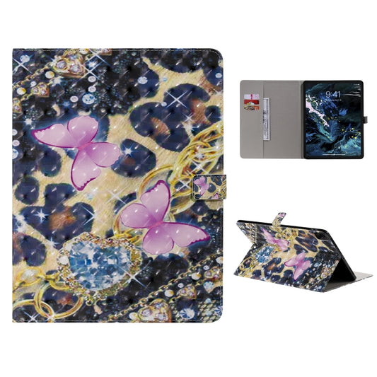 For iPad Pro 12.9 (2020) 3D Colored Drawing Horizontal Flip Leather Tablet Case with Holder & Card Slot & Wallet(Pink Butterfly) - iPad Pro 12.9 (2020) Cases by buy2fix | Online Shopping UK | buy2fix