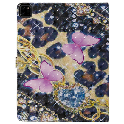 For iPad Pro 12.9 (2020) 3D Colored Drawing Horizontal Flip Leather Tablet Case with Holder & Card Slot & Wallet(Pink Butterfly) - iPad Pro 12.9 (2020) Cases by buy2fix | Online Shopping UK | buy2fix