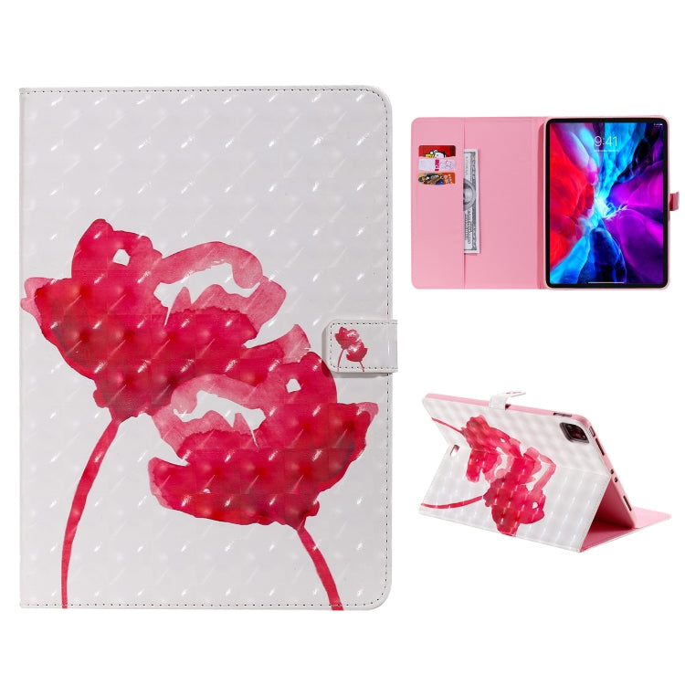 For iPad Pro 11 (2020) 3D Colored Drawing Horizontal Flip Leather Tablet Case with Holder & Card Slot & Wallet(Red Rose) - iPad Pro 11 (2020) Cases by buy2fix | Online Shopping UK | buy2fix