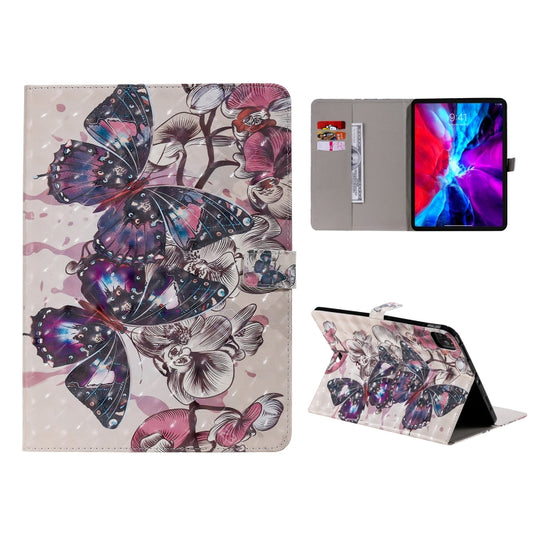 For iPad Pro 11 (2020) 3D Colored Drawing Horizontal Flip Leather Tablet Case with Holder & Card Slot & Wallet(Black Butterfly) - iPad Pro 11 (2020) Cases by buy2fix | Online Shopping UK | buy2fix