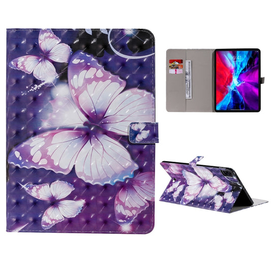 For iPad Pro 11 (2020) 3D Colored Drawing Horizontal Flip Leather Tablet Case with Holder & Card Slot & Wallet(Purple Butterfly) - iPad Pro 11 (2020) Cases by buy2fix | Online Shopping UK | buy2fix