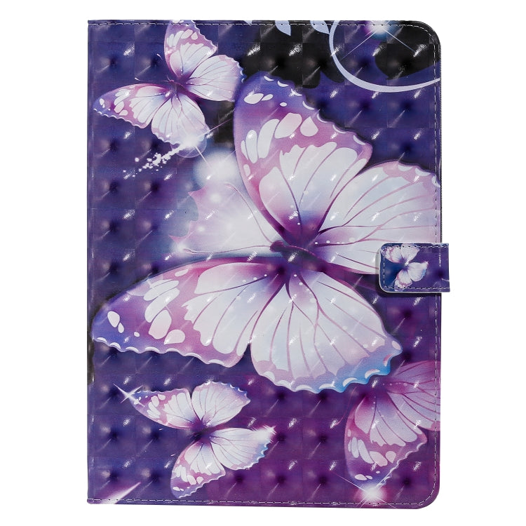 For iPad Pro 11 (2020) 3D Colored Drawing Horizontal Flip Leather Tablet Case with Holder & Card Slot & Wallet(Purple Butterfly) - iPad Pro 11 (2020) Cases by buy2fix | Online Shopping UK | buy2fix