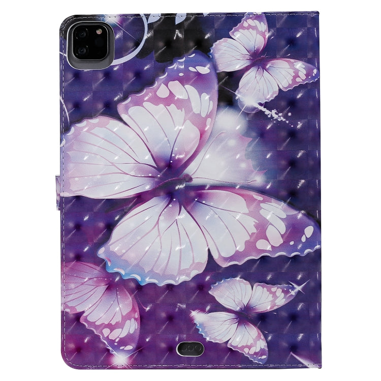 For iPad Pro 11 (2020) 3D Colored Drawing Horizontal Flip Leather Tablet Case with Holder & Card Slot & Wallet(Purple Butterfly) - iPad Pro 11 (2020) Cases by buy2fix | Online Shopping UK | buy2fix