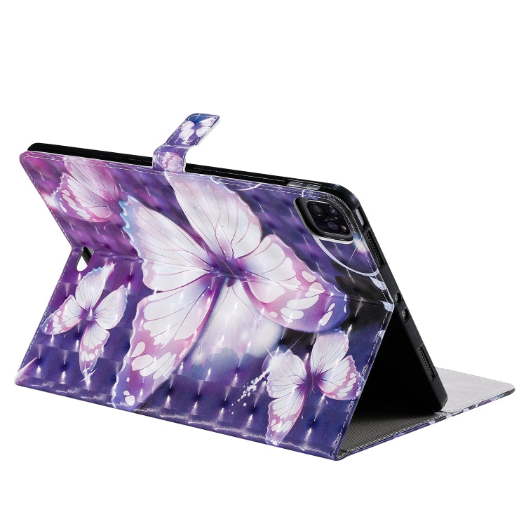 For iPad Pro 11 (2020) 3D Colored Drawing Horizontal Flip Leather Tablet Case with Holder & Card Slot & Wallet(Purple Butterfly) - iPad Pro 11 (2020) Cases by buy2fix | Online Shopping UK | buy2fix