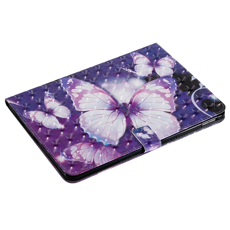 For iPad Pro 11 (2020) 3D Colored Drawing Horizontal Flip Leather Tablet Case with Holder & Card Slot & Wallet(Purple Butterfly) - iPad Pro 11 (2020) Cases by buy2fix | Online Shopping UK | buy2fix