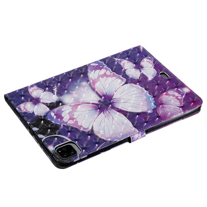 For iPad Pro 11 (2020) 3D Colored Drawing Horizontal Flip Leather Tablet Case with Holder & Card Slot & Wallet(Purple Butterfly) - iPad Pro 11 (2020) Cases by buy2fix | Online Shopping UK | buy2fix