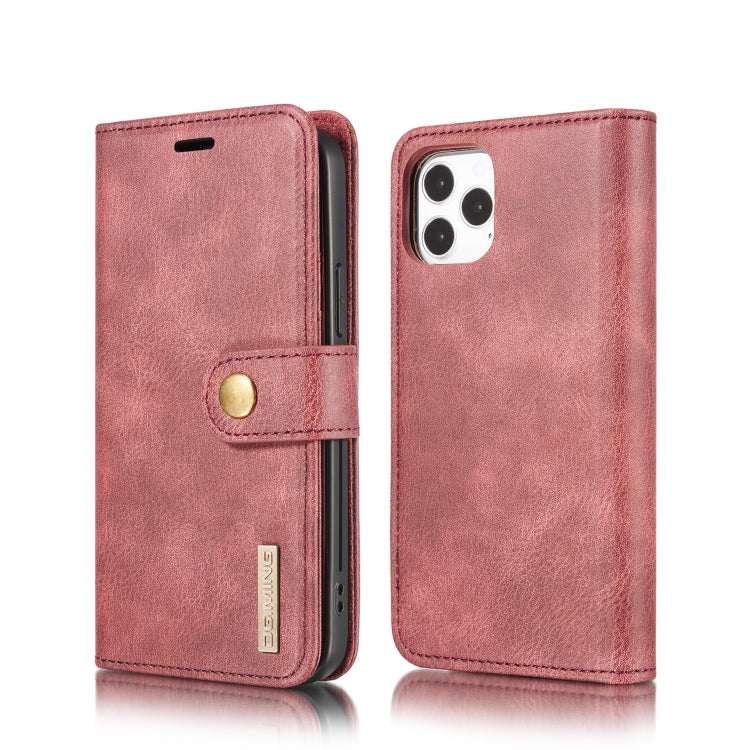 For iPhone 12/12 Pro DG.MING Crazy Horse Texture Detachable Magnetic Leather Case(Red) - iPhone 12 / 12 Pro Cases by DG.MING | Online Shopping UK | buy2fix