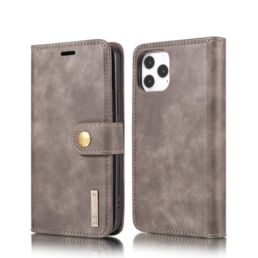 For iPhone 12/12 Pro DG.MING Crazy Horse Texture Detachable Magnetic Leather Case(Grey) by DG.MING