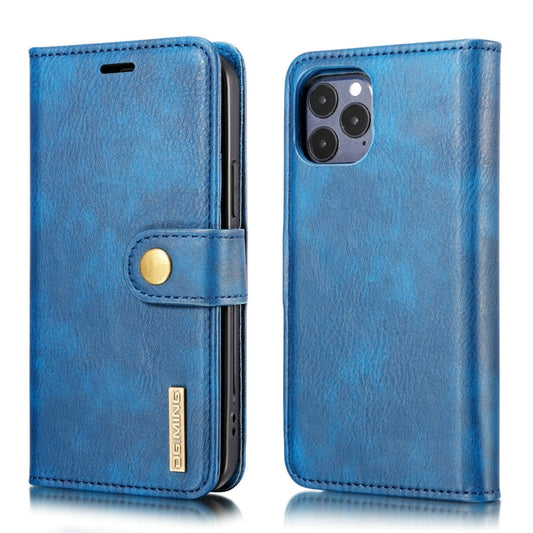 For iPhone 12/12 Pro DG.MING Crazy Horse Texture Detachable Magnetic Leather Case(Blue) by DG.MING